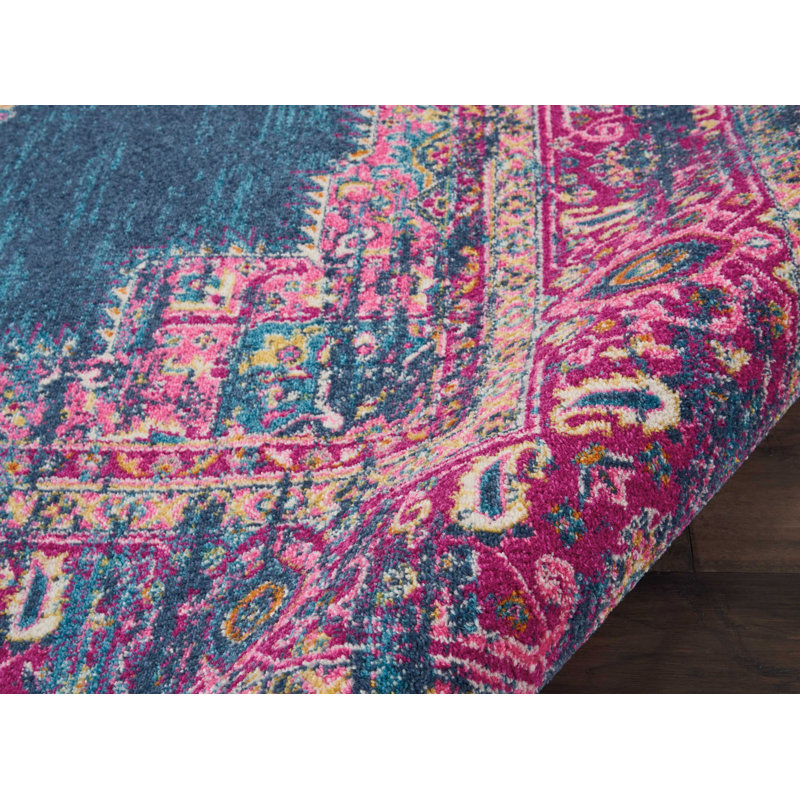 Mercury Row® Abbate Oriental Navy Blue/Pink Area Rug & Reviews